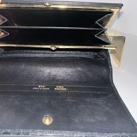 Céline Triomphe WOC, Reptile and Lambskin Leather Wallet en Noire - Picture 9 of 16